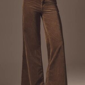 Anthropologie Pilcro Corduroy High-Rise Wide-Leg Flare Jeans in Moss